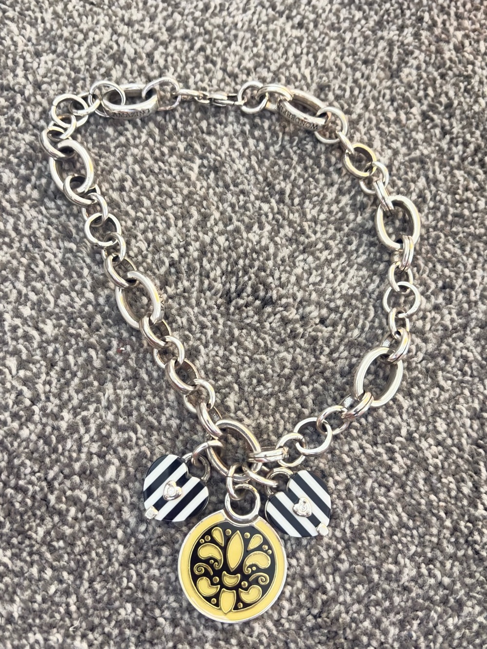 Brighton Silver-Tone Necklace with Yellow and Black-White Accents